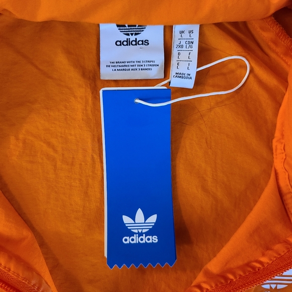 Adidas orange windbreaker sz L ED6084 NWT - Picture 4 of 5